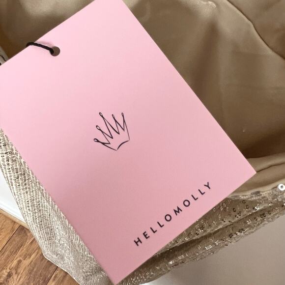 Hello Molly Womens Sequin Spotlight On Me Midi Dress M Silver Beige Prom Formal - Picture 11 of 14